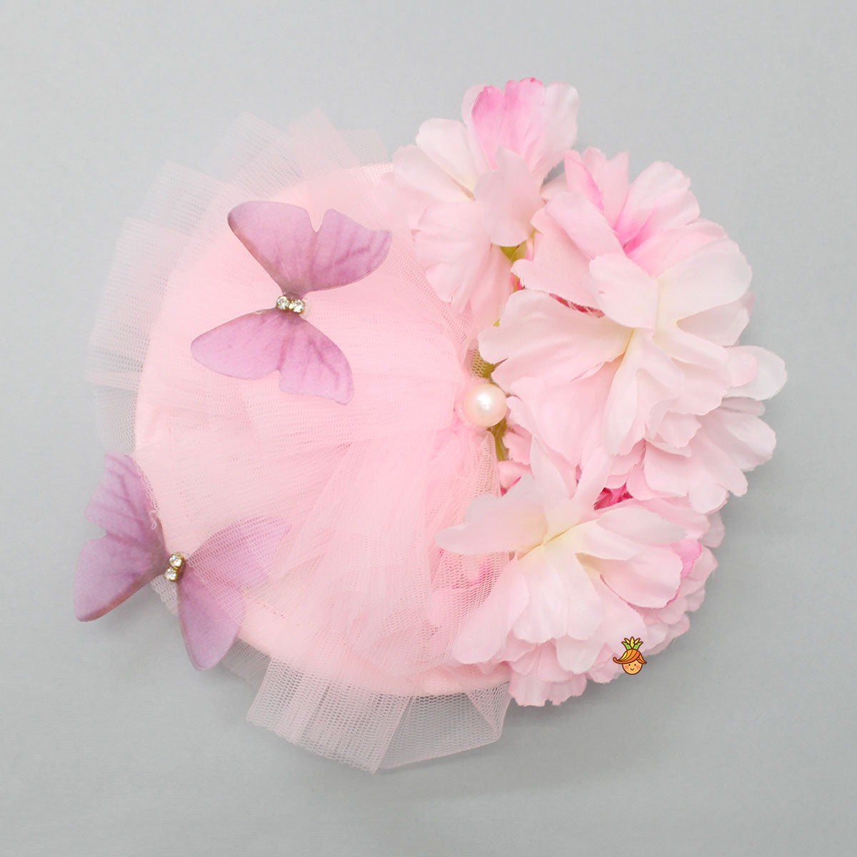 Butterfly And Floral Embellished Frilly Hair Clip