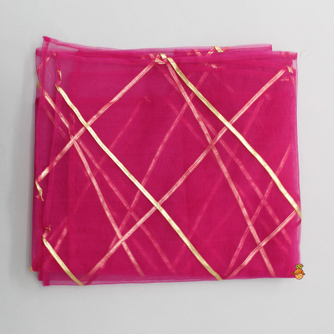 Gota Work Hot Pink Top  And Elegant Tassels Embellished Flared Lehenga With Net Dupatta