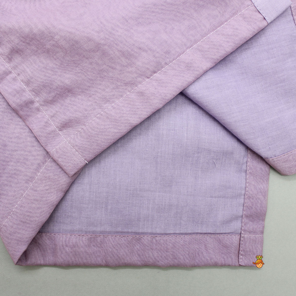 Zari Embroidered Front Open Pastel Purple Flap Kurta And Off White Pyjama