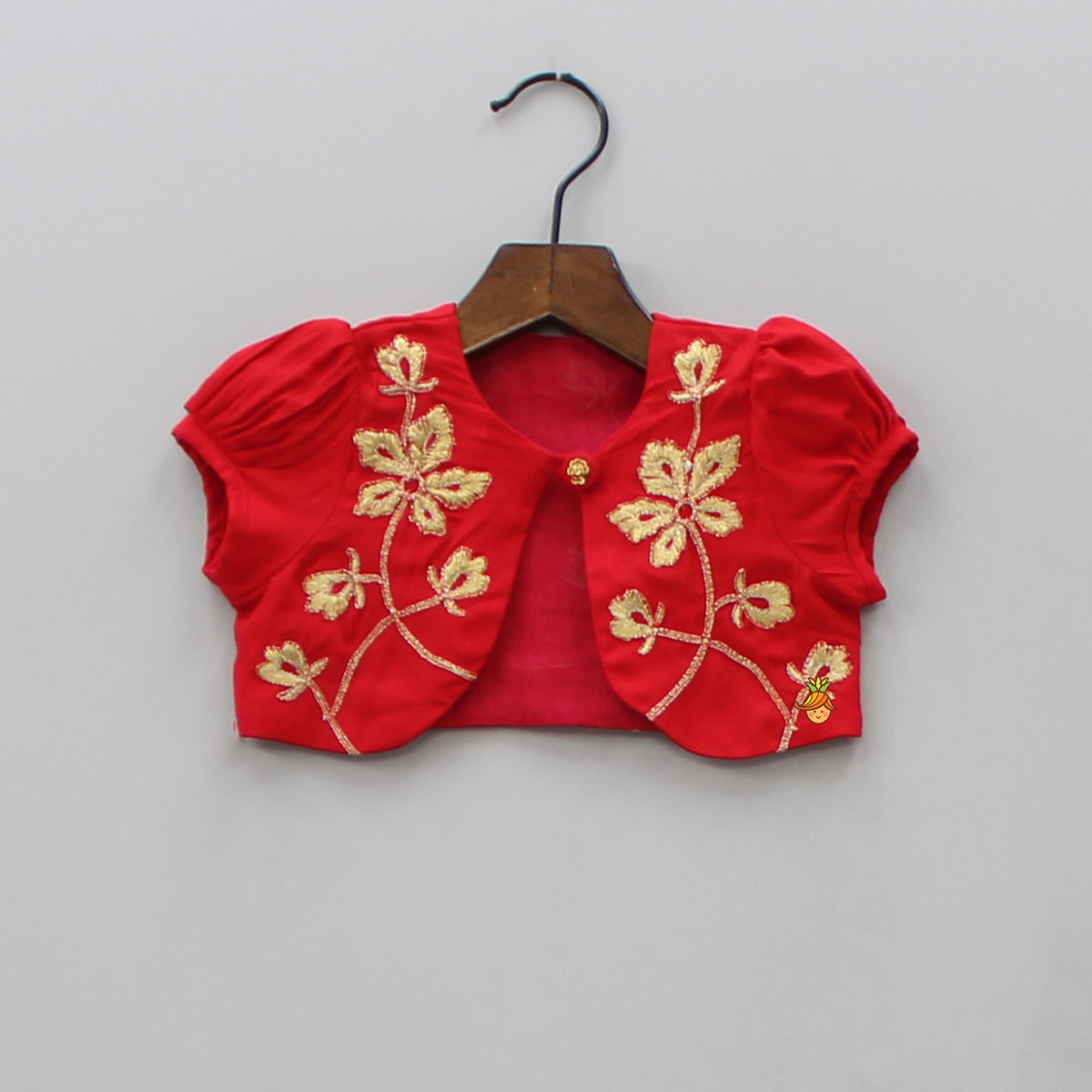 Red Jamna With Embroidered Jacket Set