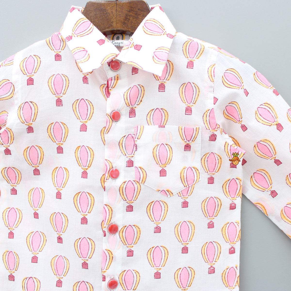 Neon Pink Hot Air Balloon Print Shirt