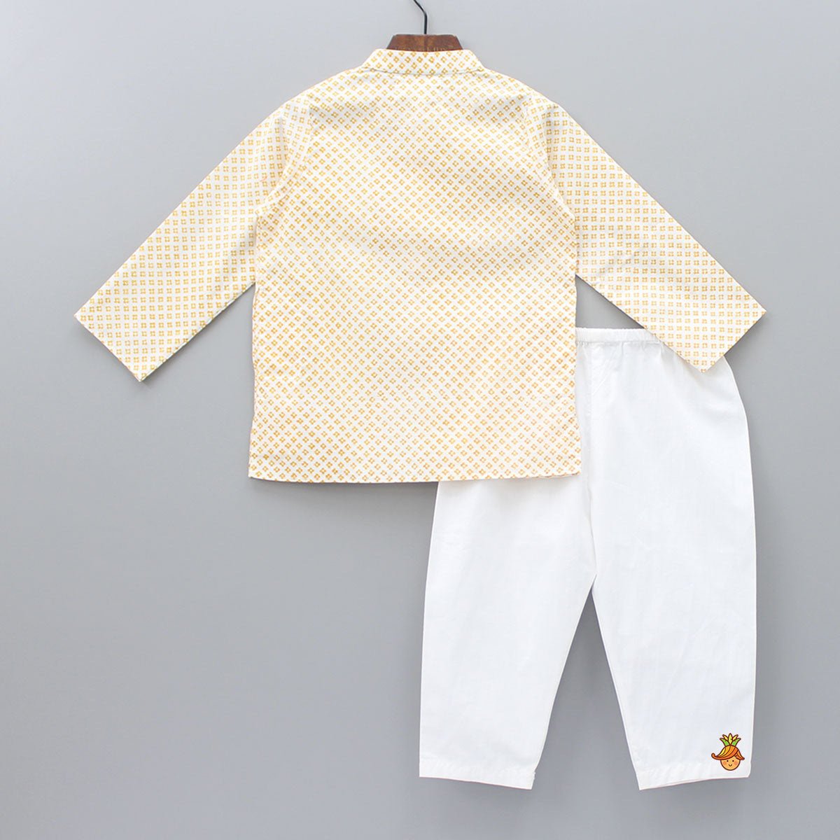 Yellow Tiny Flower Print Kurta With Pyjama