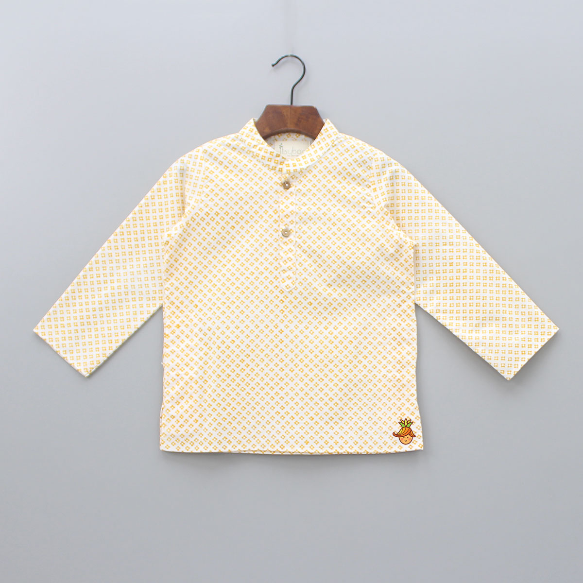 Yellow Tiny Flower Print Kurta With Pyjama