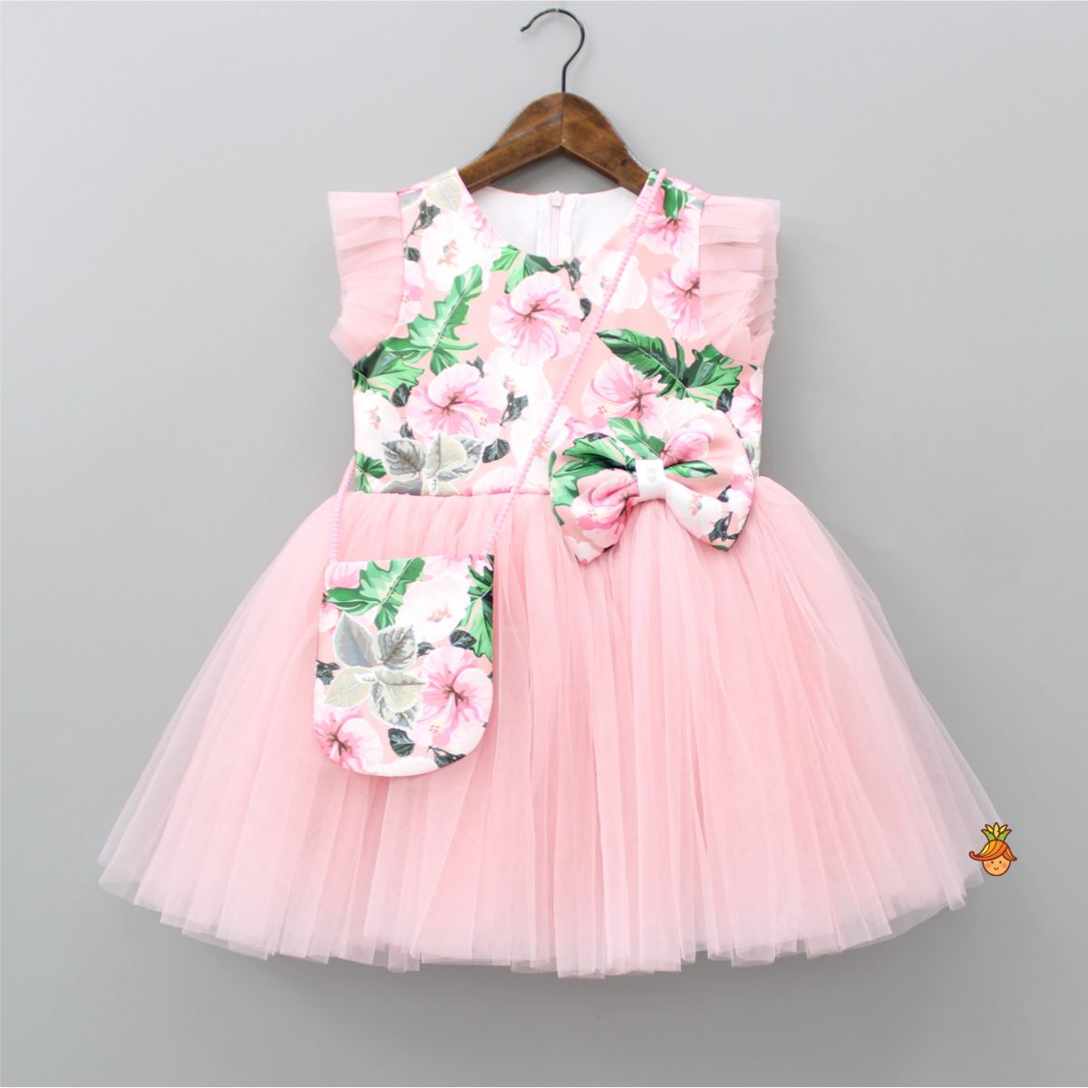 Exquisite Floral Printed Frilly Dress