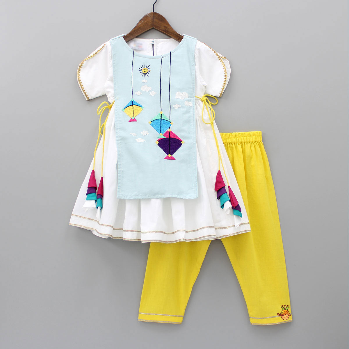 Flying Kite Embroidered Work Kurti With Pant