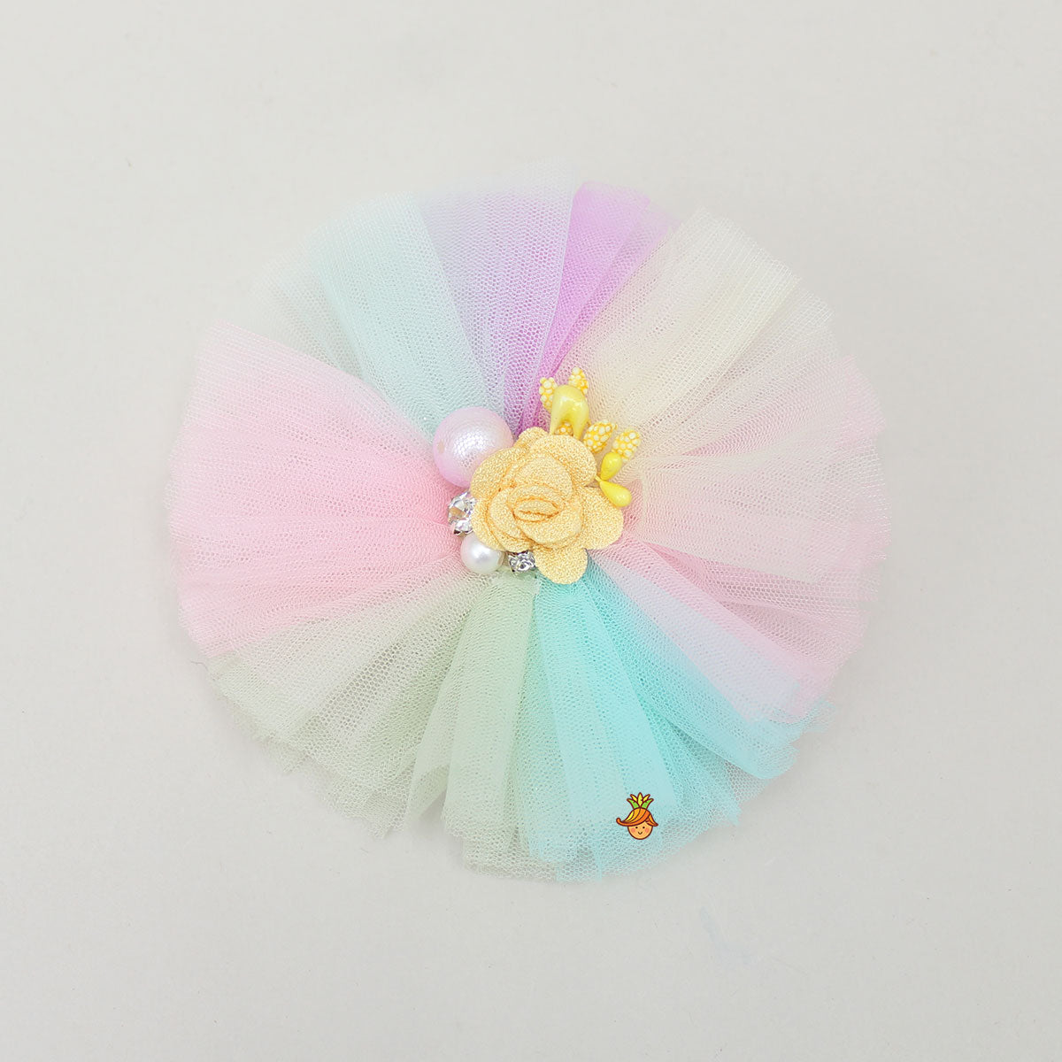 Multi Colour Floral And Pearl Work Hair Clip