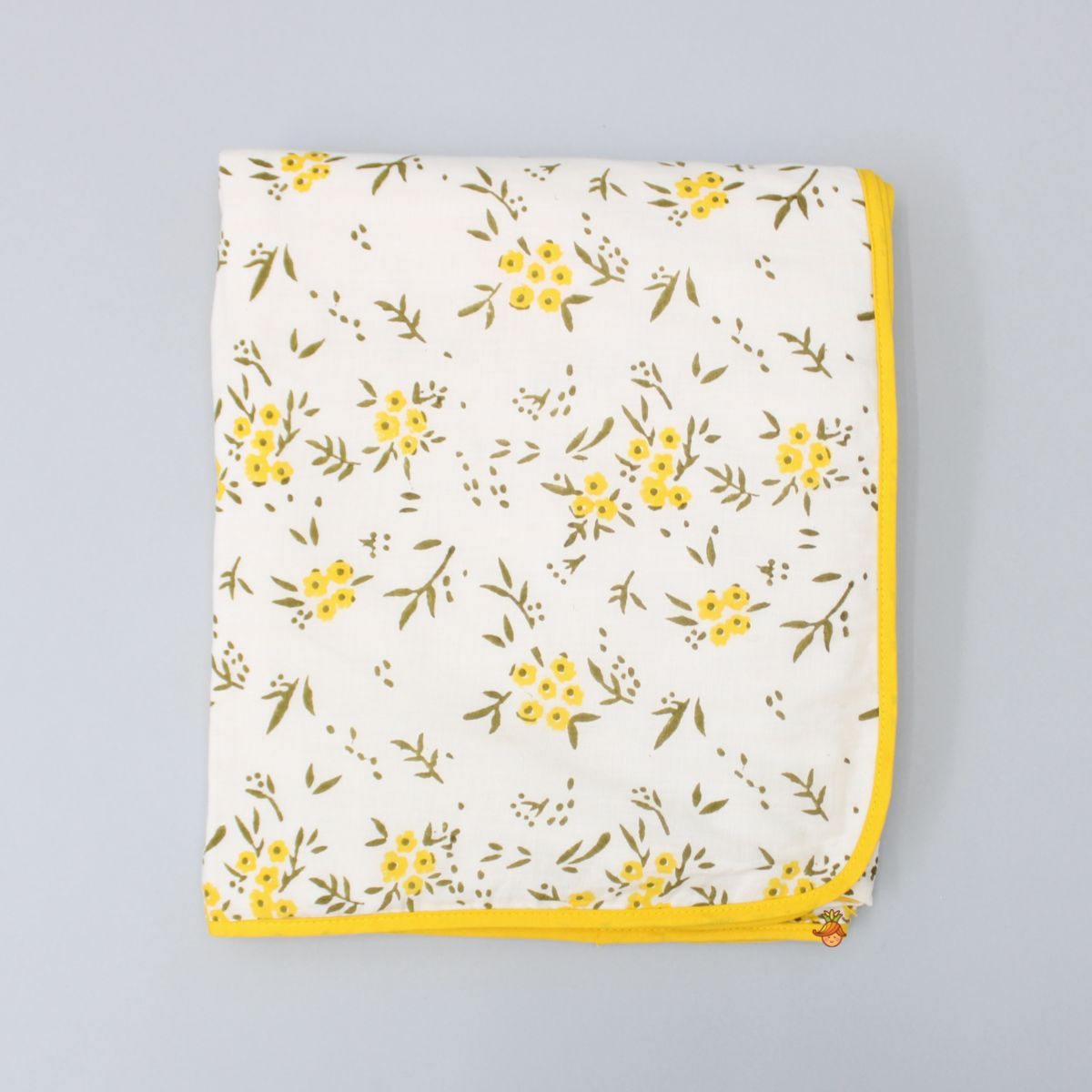 Wildflowers Printed Striped Yellow Blanket