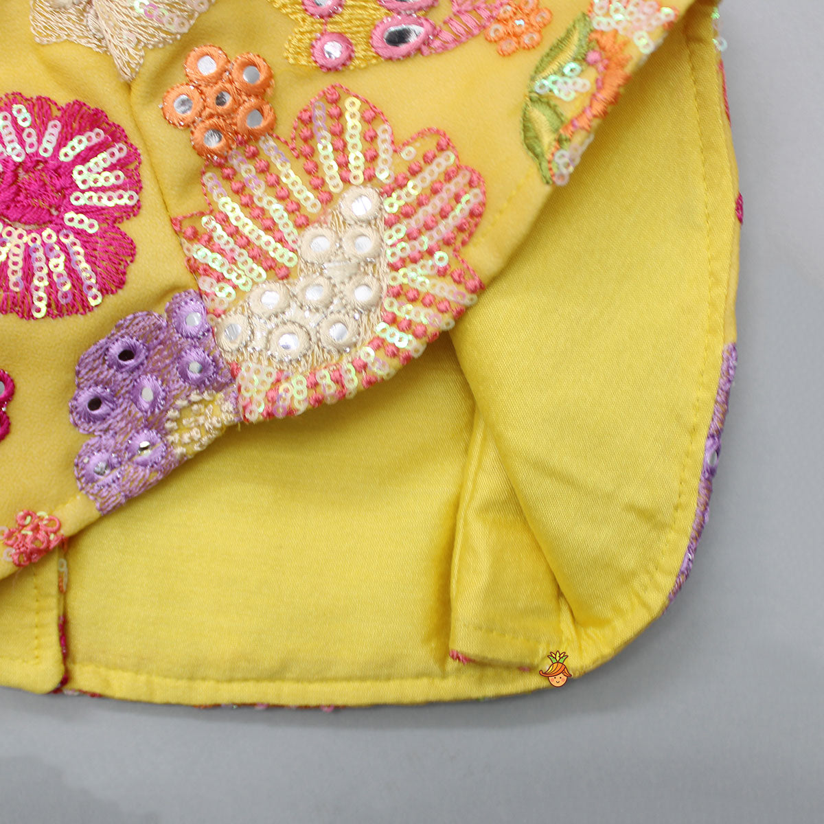 Heavy Embroidered Sleeveless Yellow Top And Lehenga