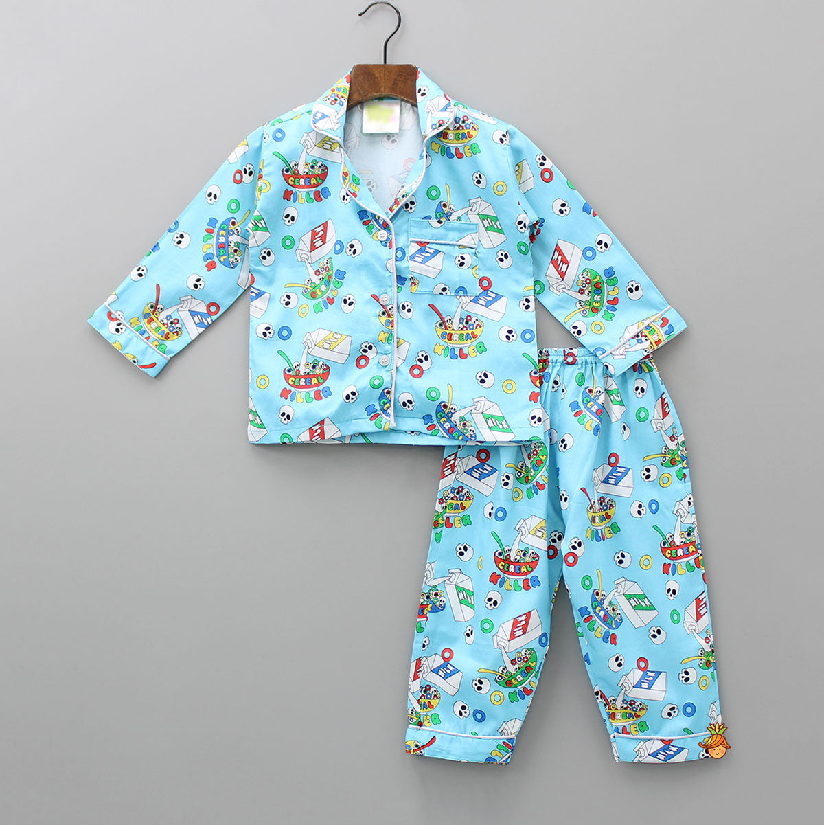 Cereal Printed Pure Cotton Blue Sleepwear