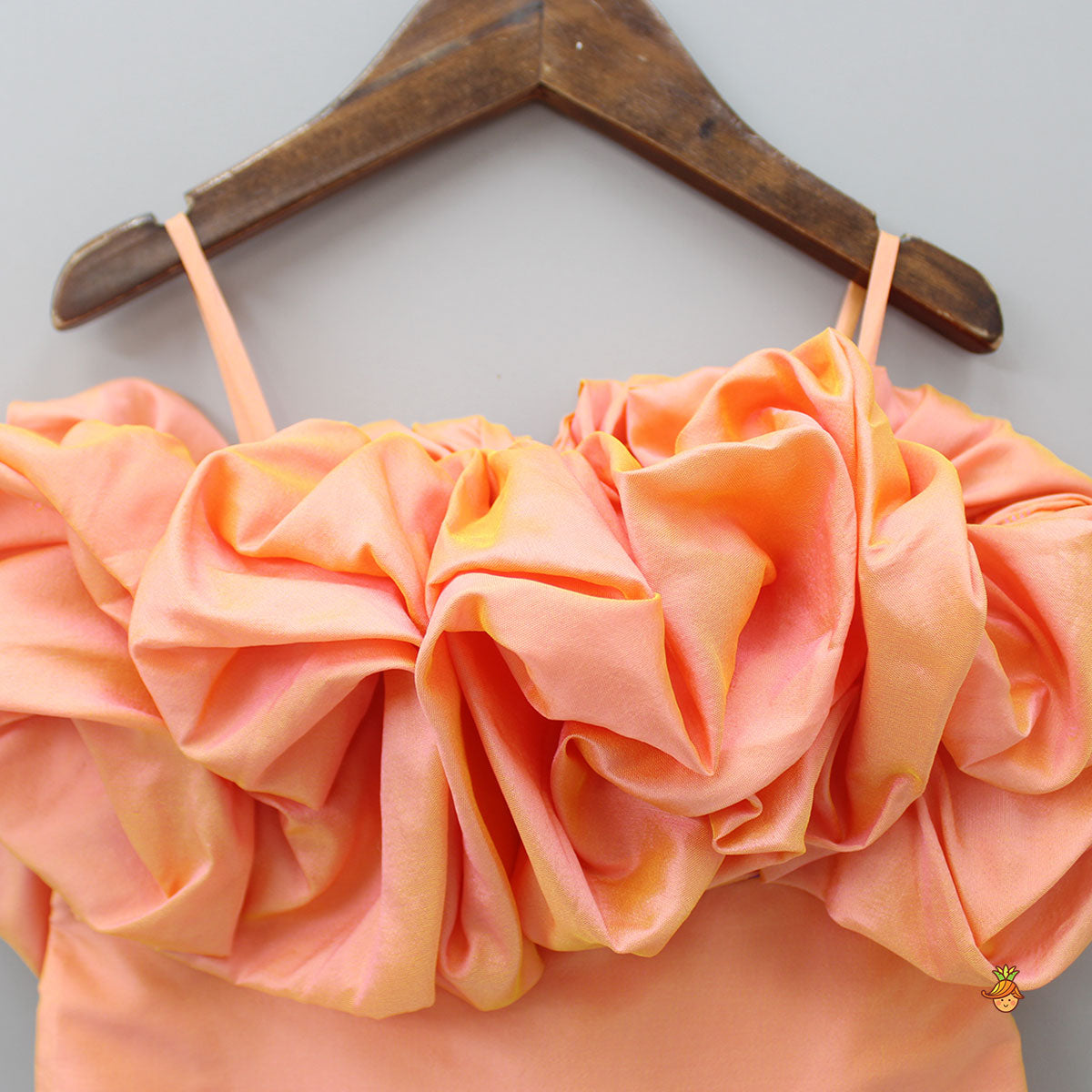 Ruffles Enhanced Peach Spaghetti Strap Dress