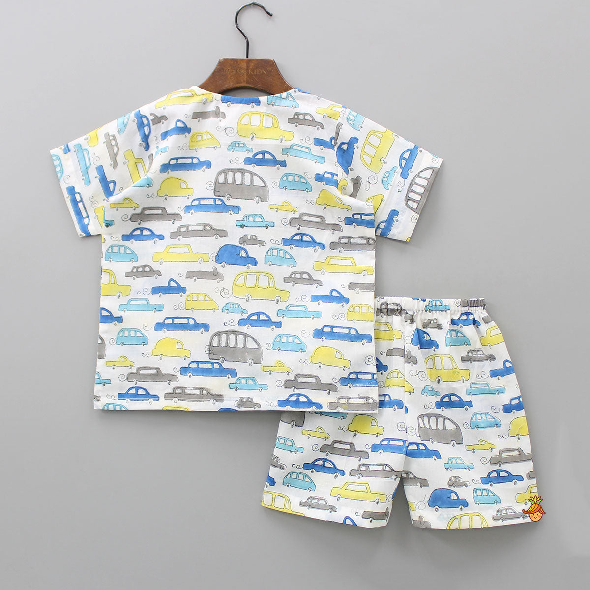 Round Neck Car Printed Pure Cotton Multicolour Sleepwear