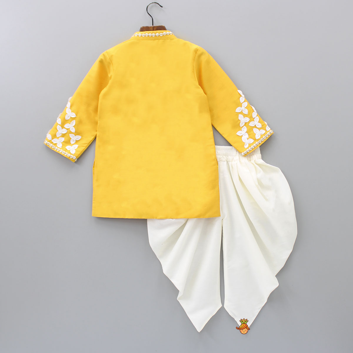 Sequins Embroidered High Low Kurta With Dhoti