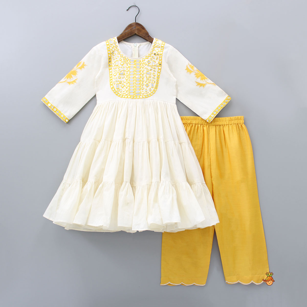 Tiered Kurti With Pant And Dupatta