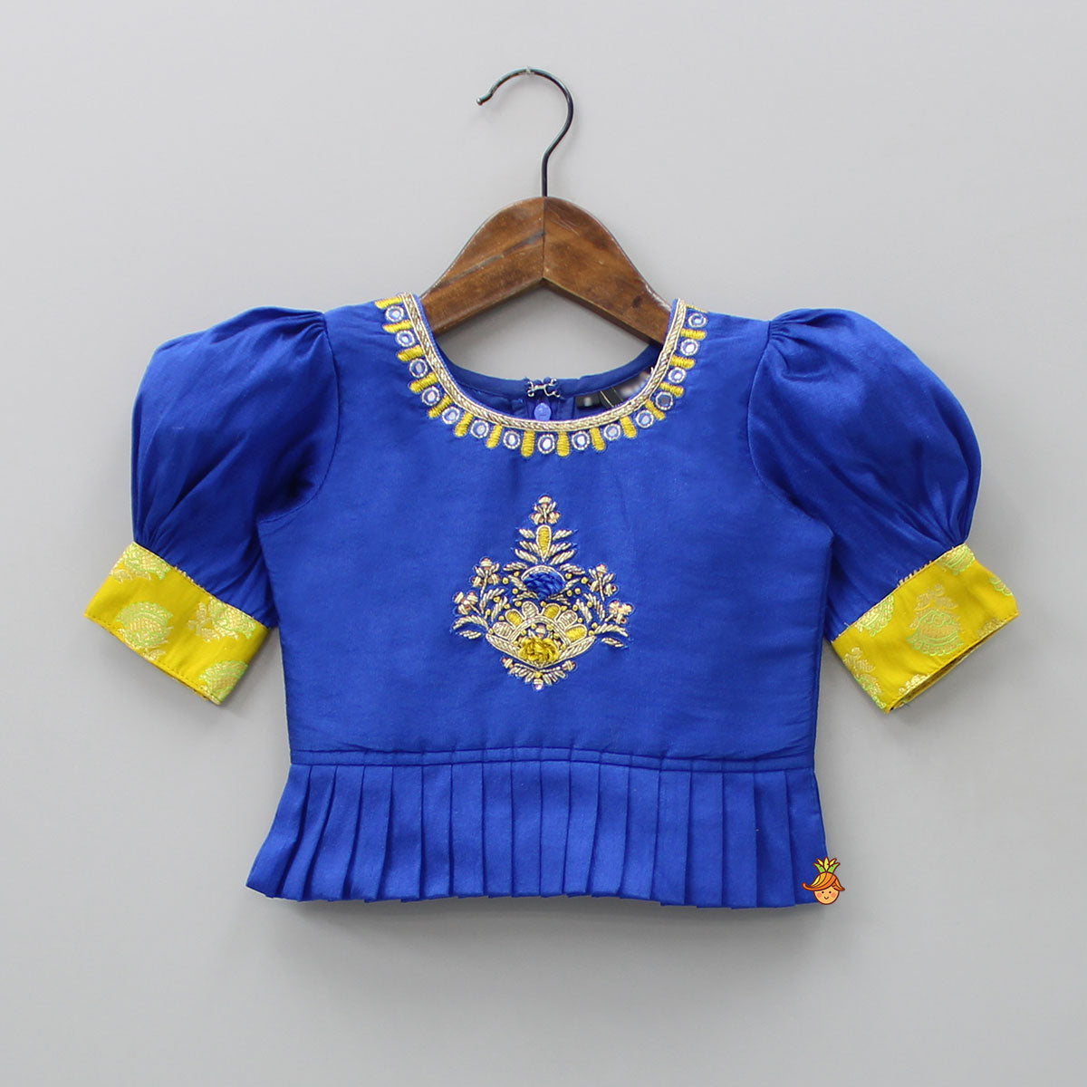 Blue Top With Brocade Embroidered Lehenga