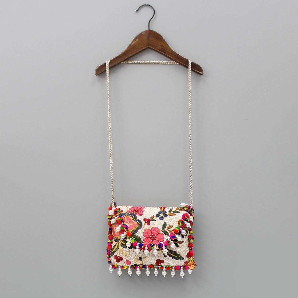 Vibrant Multicolour Flowers Embroidered Sling Bag