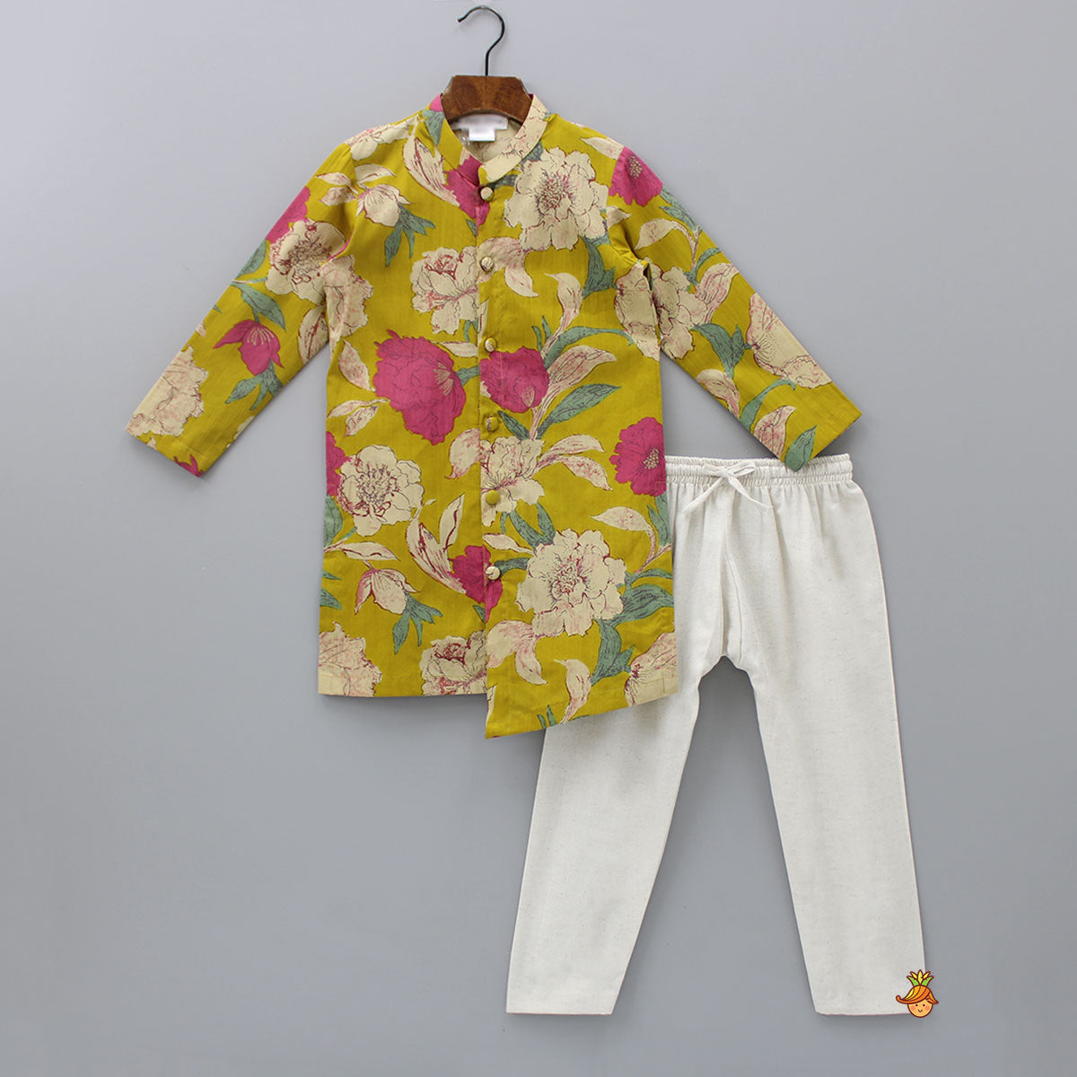 Floral Printed Stylish Hem Kurta With Pyjama