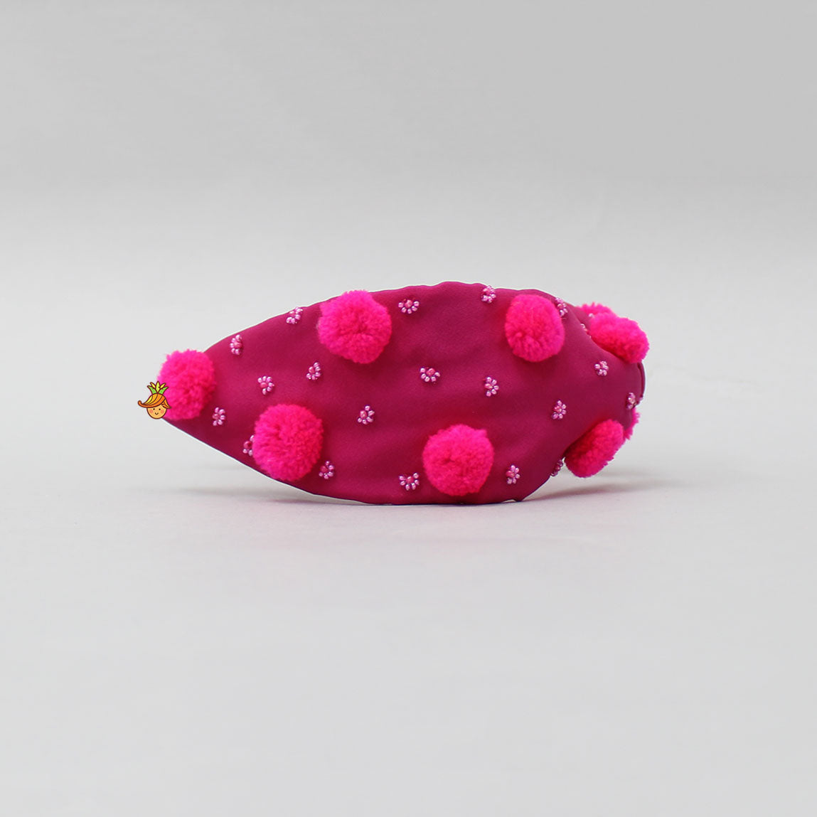 Cute Pom Poms And Beads Detailed Pink Hair Band