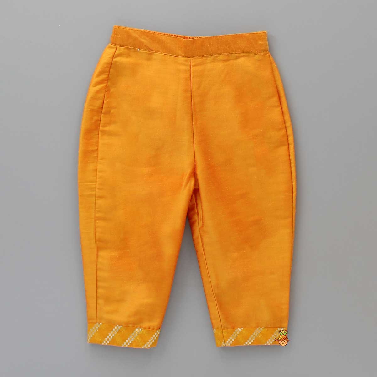 Front Silt Orange Long Kurti And Pant With Dupatta
