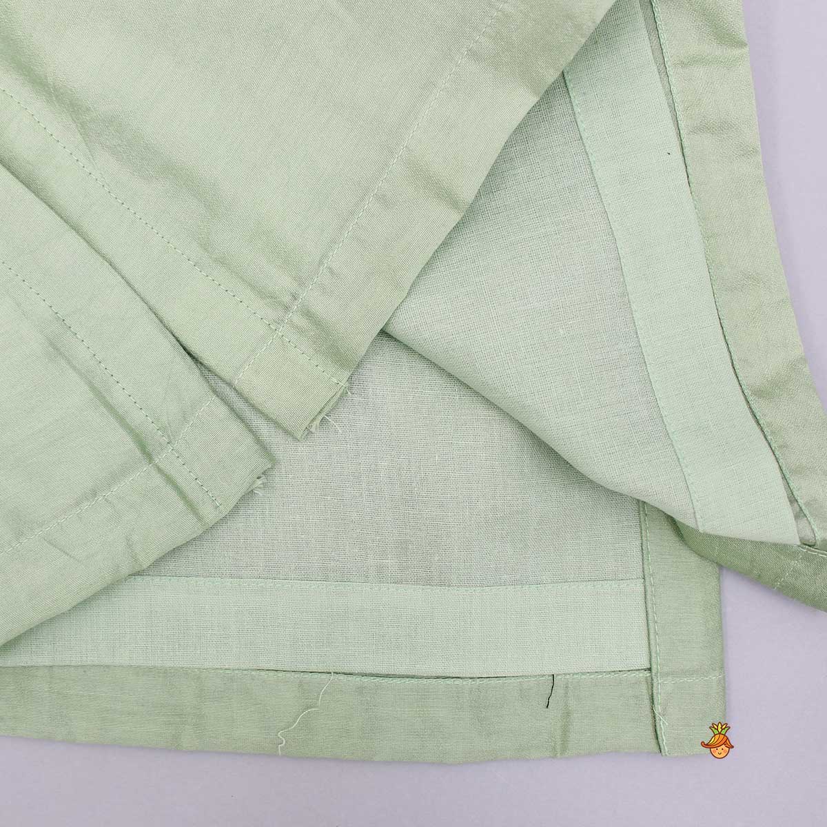Sequins Embroidered Flap Green Kurta And Churidar