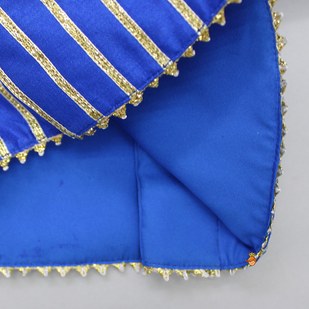 Gota Lace Detail Blue Top And Lehenga With Net Dupatta