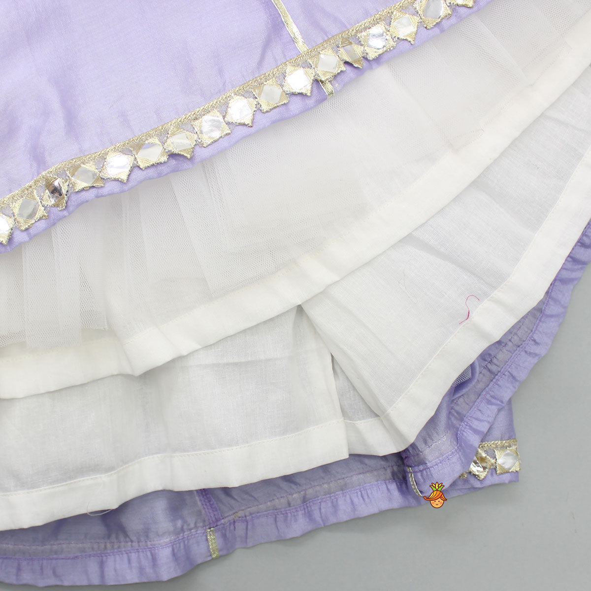 Beautiful Handcrafted Lavender Sleeveless Top And Lehenga With Matching Organza Dupatta