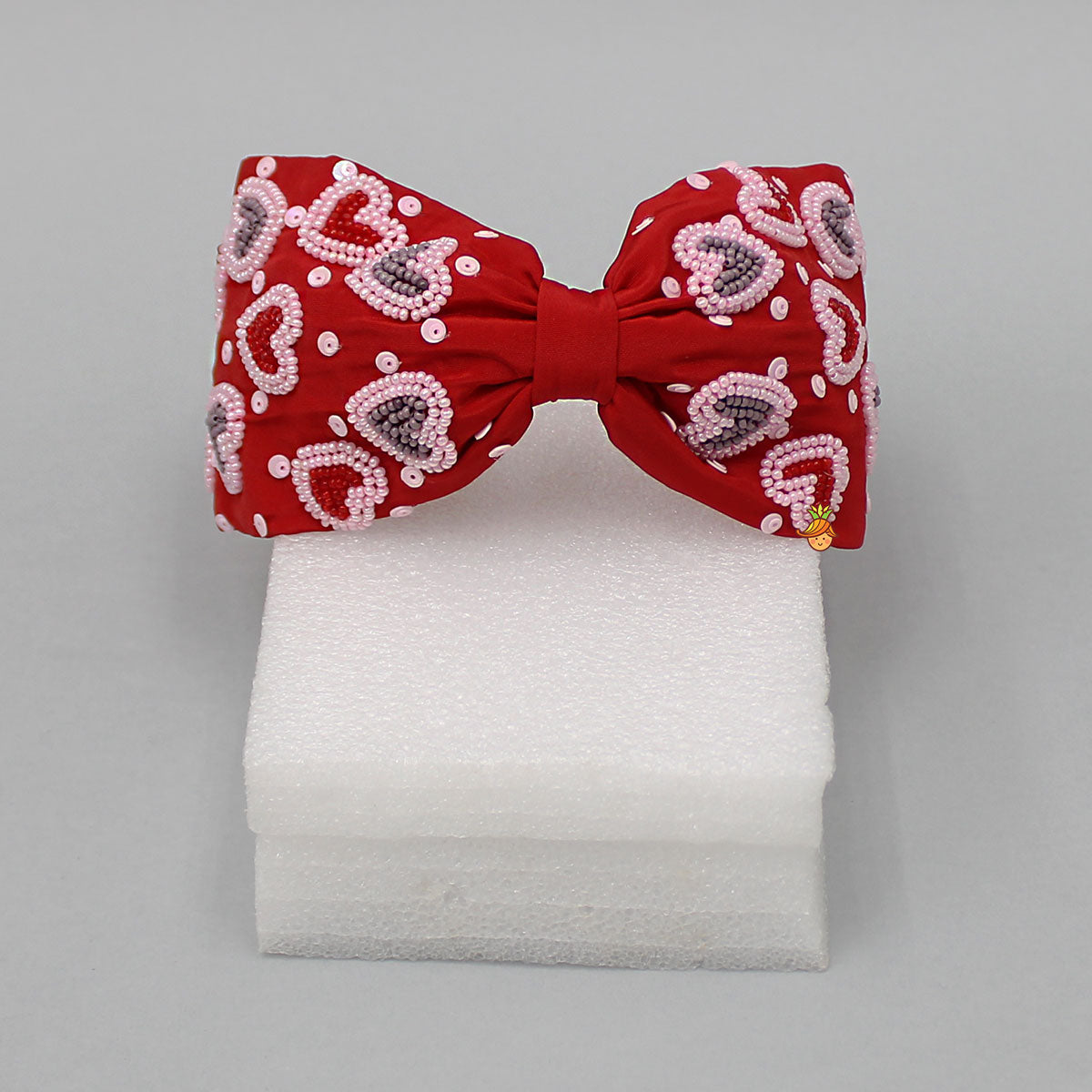 Red Cute Sweet Heart Embroidered Hair Band