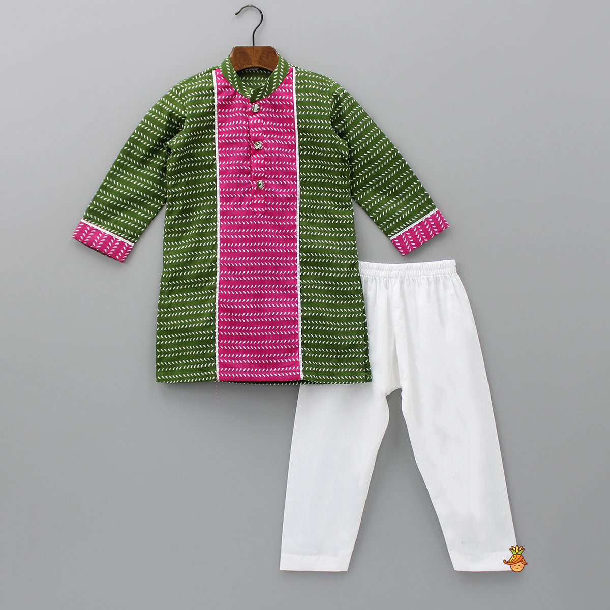 Printed Colour Block Kurta And Pyjama