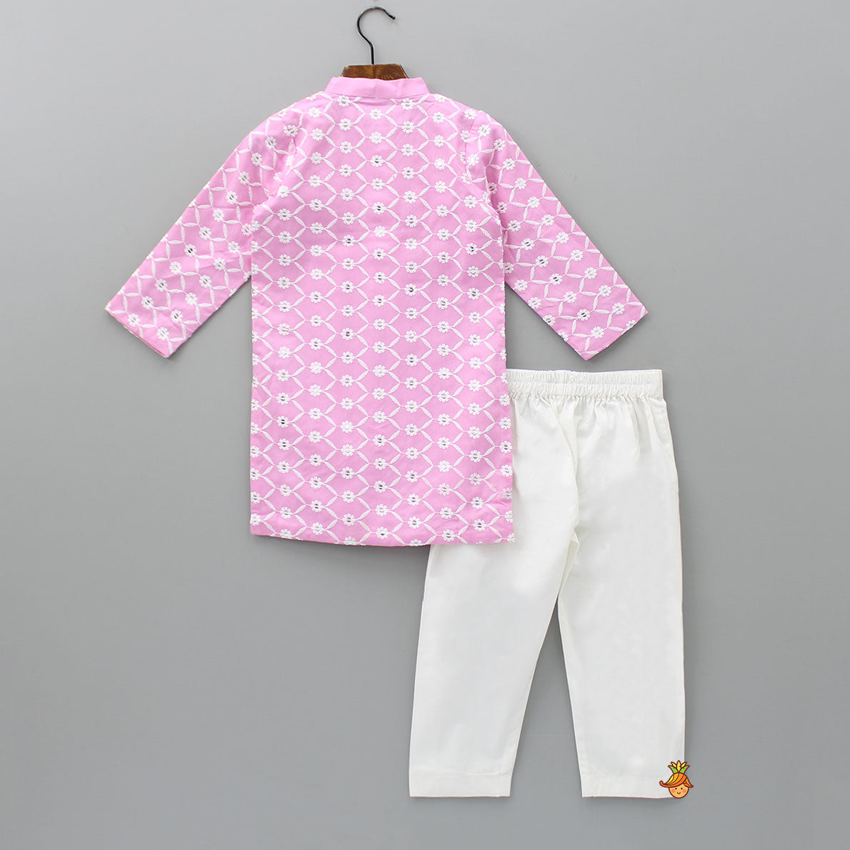 Ethnic Sequins And Thread Embroidered Pink Kurta With Pyjama