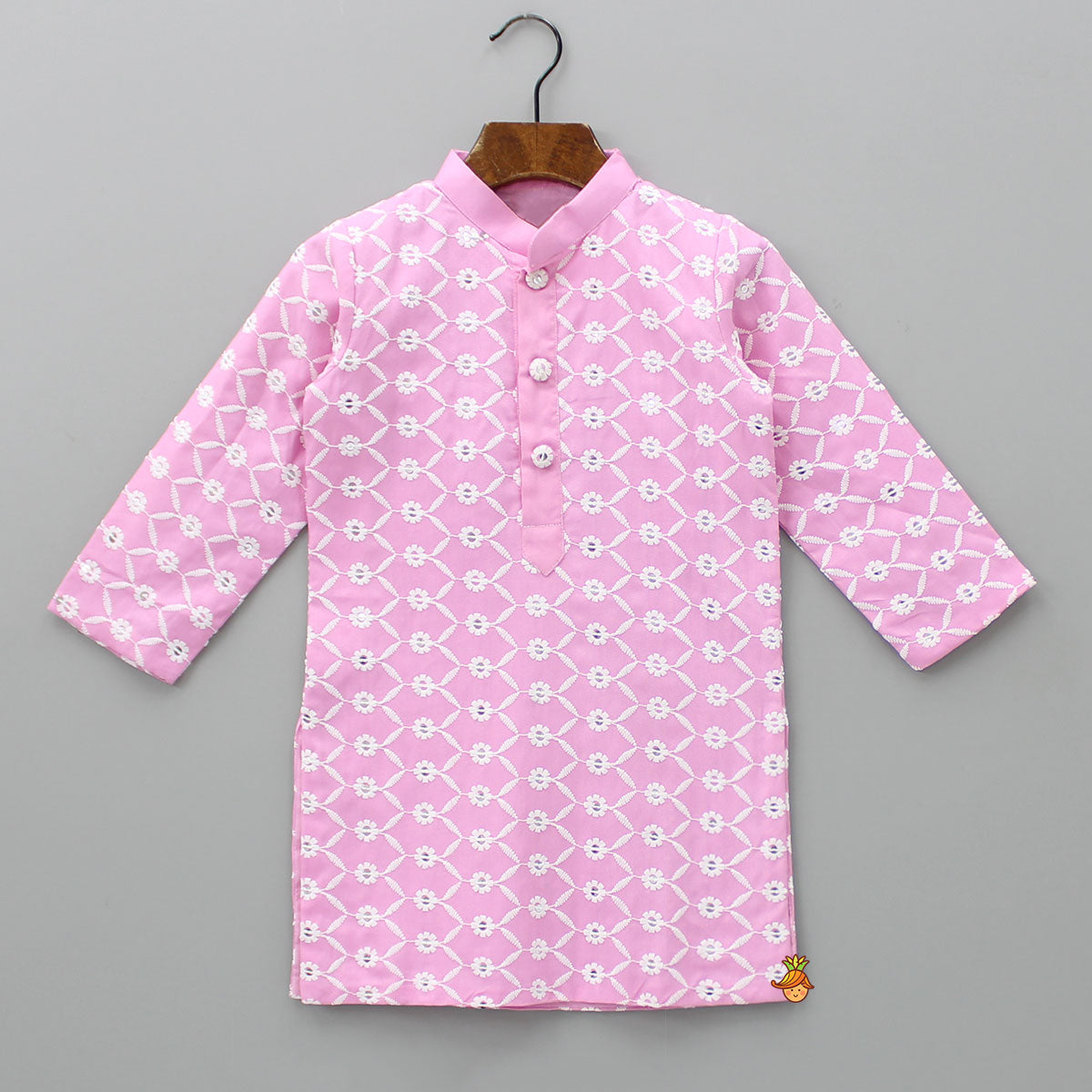 Ethnic Sequins And Thread Embroidered Pink Kurta With Pyjama