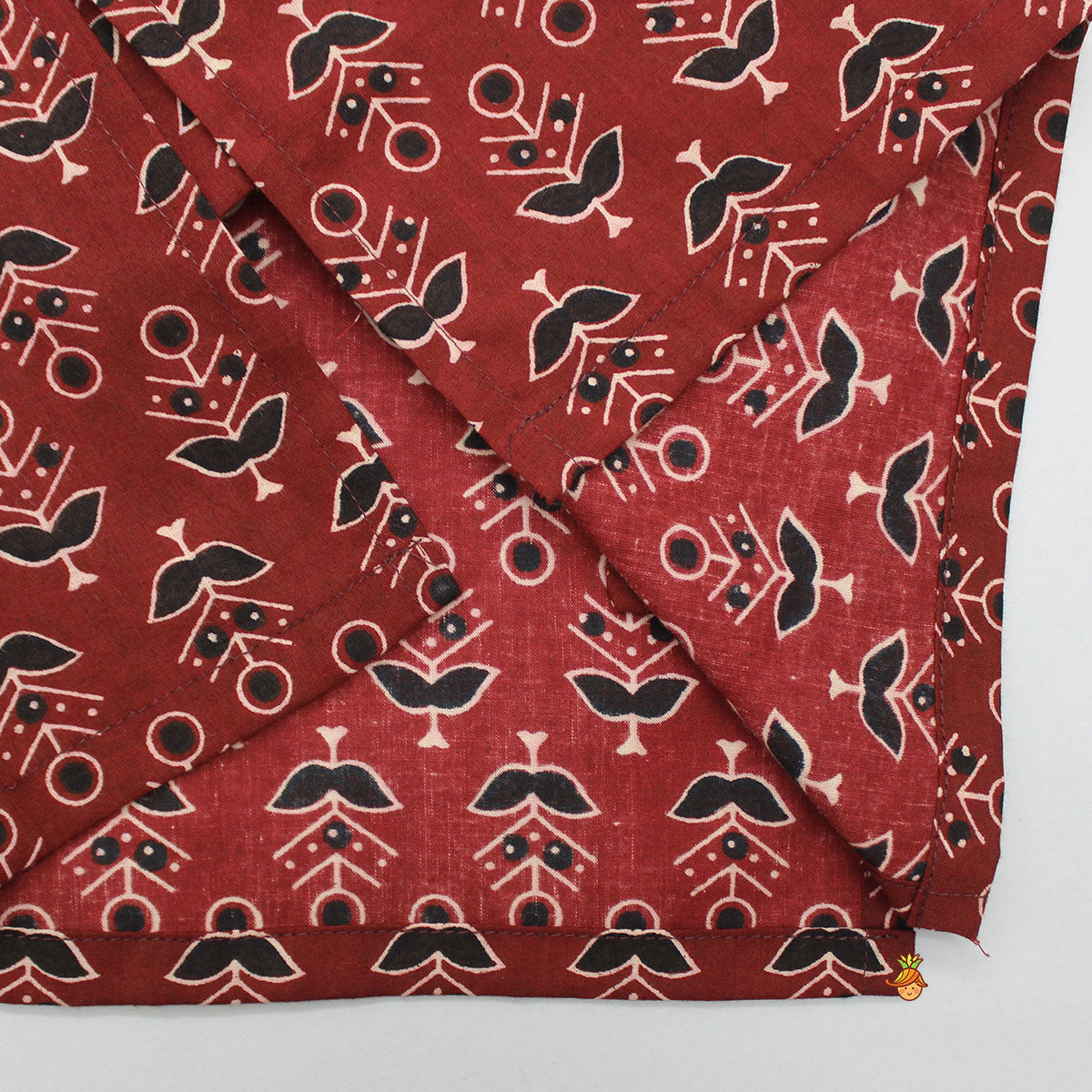 Pockets Detail Brown Kurta With Stylish Hem Printed Jacket And Pyjama