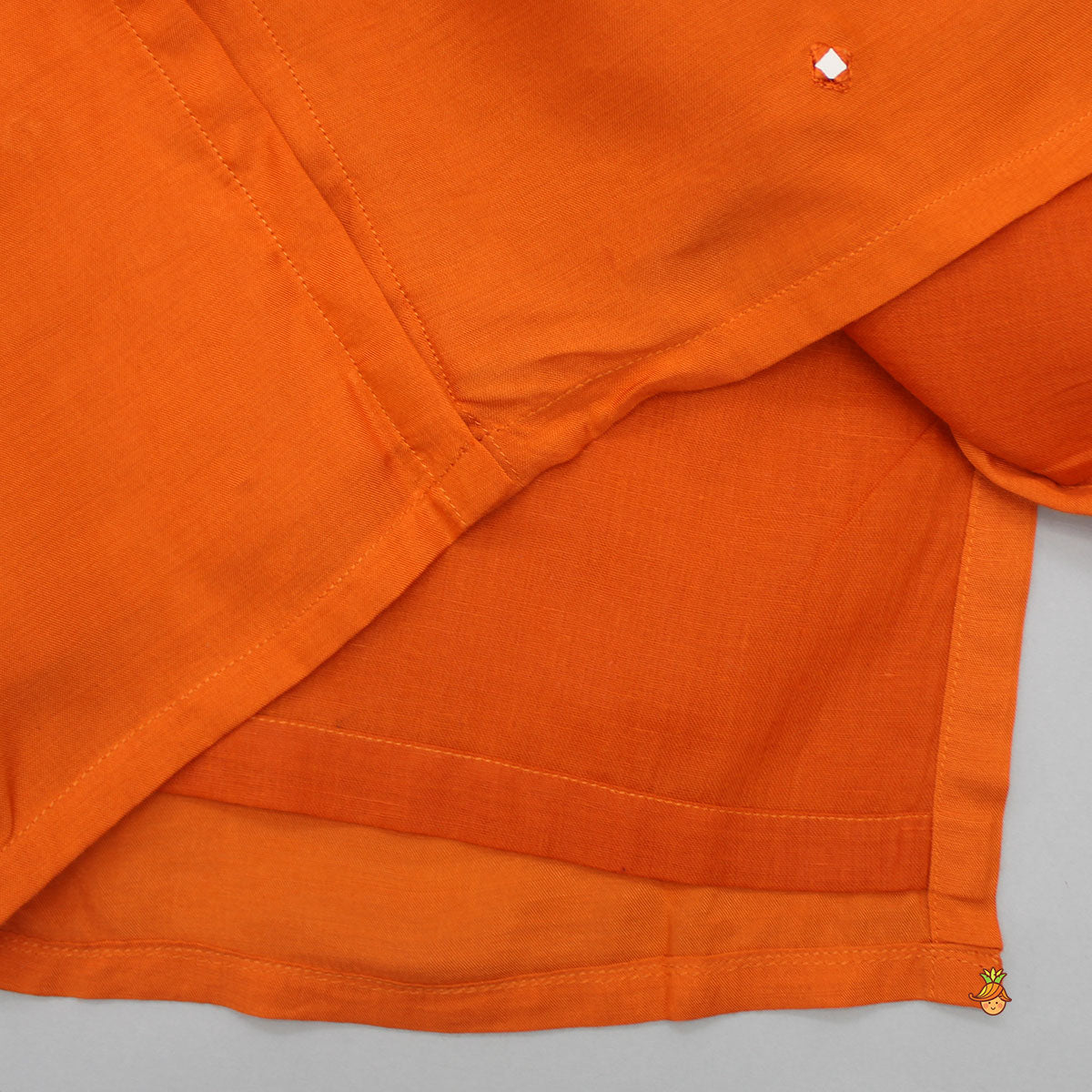 Orange Faux Mirror Work Kurta With Pyjama